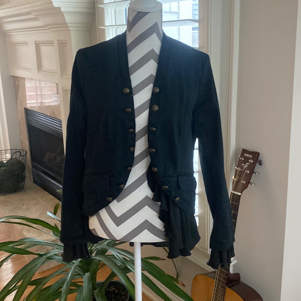Black Free People Romantic Ruffles Jacket